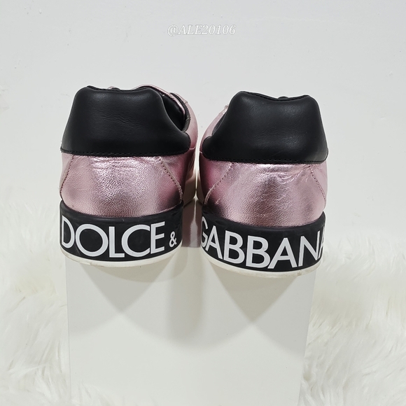 Dolce&Gabbana Metallic Pink Leather Sneakers Size 36 Designer Luxury Shoes Italy - Picture 8 of 11